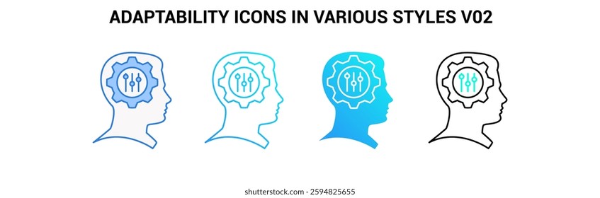 Adaptability icon Blue, Dualline, Gradient, Gradient fill style.