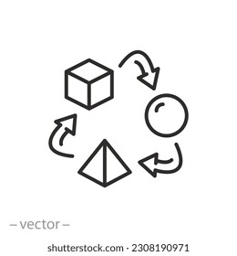 adaptability icon, changes or improvement, thin line symbol on white background - editable stroke vector illustration eps10