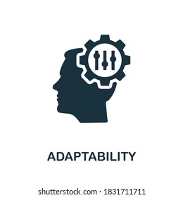 Icono de adaptabilidad. Signo de elemento creativo de la colección de habilidades de vida. Icono de adaptabilidad monocroma para plantillas, infografías y más.