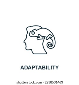 Icono de adaptabilidad. Icono Monocromo de Habilidades de Vida Simple para plantillas, diseño web e infografías