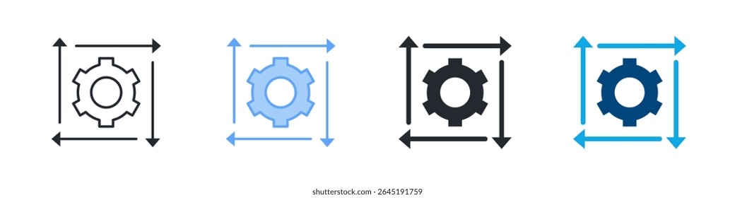 Ícone Adaptabilidade Define Vários Estilos. Projetado Em Contorno, Azul, Glifo, Tom Duplo