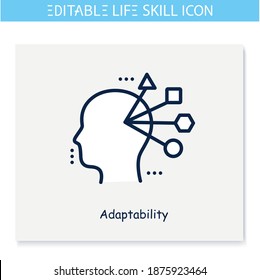 Adaptability line icon. Flexibility. Personality strengths and characteristics. Soft skills concept. Human resources management. Self improvement. Isolated vector illustration. Editable stroke 