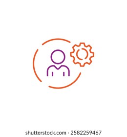 adaptability man for work icon, job adapt process, evolution leadership concept, change and survive worker, thin line symbol on white background 