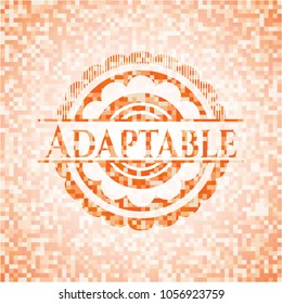 Adaptable abstract orange mosaic emblem with background