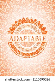 Adaptable abstract orange mosaic emblem with background