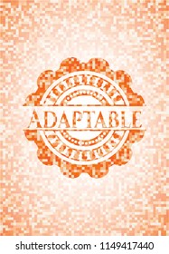 Adaptable abstract orange mosaic emblem with background
