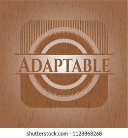 Adaptable badge with wood background