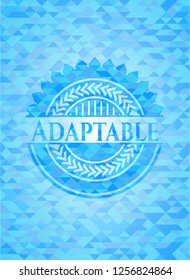 Adaptable light blue emblem. Mosaic background
