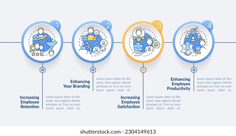 Adaptation challenges circle infographic template. Team joining. Data visualization with 4 steps. Editable timeline info chart. Workflow layout with line icons. Lato-Bold, Regular fonts used