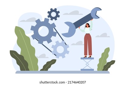 Adaptation concept. Settings' changing to adopt to different situation. Change or evolve in uncertainty to survive and success, resilience or flexibility. Flat vector illustration