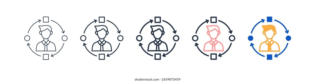 Os ícones de estilo diferente de adaptação definem a ilustração de vetor.