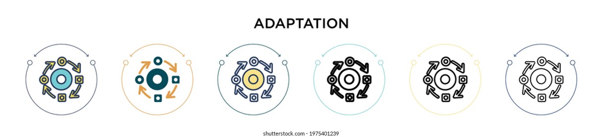 Adaptation icon in filled, thin line, outline and stroke style. Vector illustration of two colored and black adaptation vector icons designs can be used for mobile, ui, web