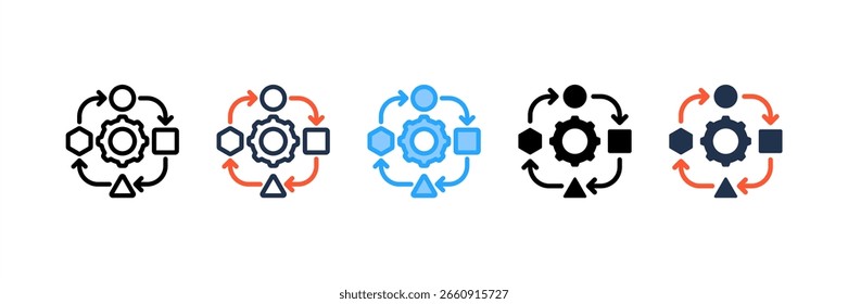 Adaptation icon set multiple style collection