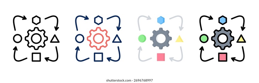 Adaptation icon set multiple style collection