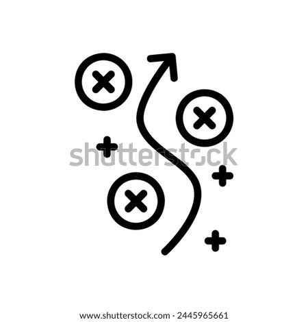 Adaptation icon with swerving arrow lines avoiding obstacles like a strategy
