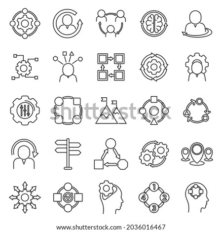 Adaptation icons set outline vector. Change adapt. Emotional adaptibility
