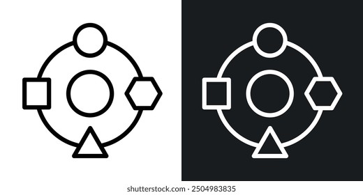 Anpassungsvektorsymbol setzen schwarz-weiß gefüllt und umrissen Stil.