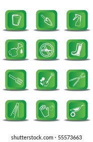 Adaptations and tools for work in a garden and care of a lawn buttons