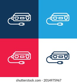 Adapter blue and red four color minimal icon set