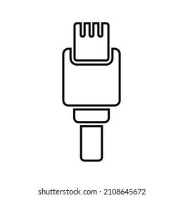Adaptador, cable, icono de contorno del conector. Vector de arte de línea.