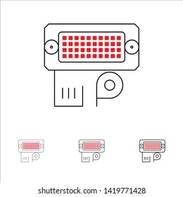 Adapter, Connection, Data, Input Bold and thin black line icon set