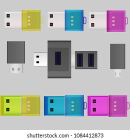 Adapter connectors vector icons set