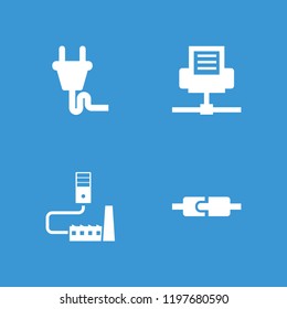 Adapter icon. collection of 4 adapter filled icons such as plug in power socket, phone connection cable. editable adapter icons for web and mobile.