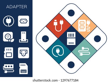  adapter icon set. 13 filled adapter icons. Simple modern icons about  - Memory card, Socket, Sd card, Plug, Charger
