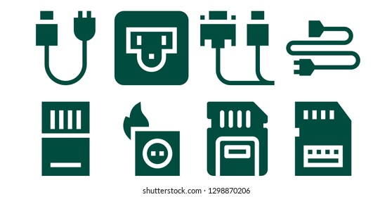  adapter icon set. 8 filled adapter icons. Simple modern icons about  - Memory card, Plug, Socket, Sd card, Cable