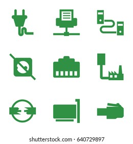 Adapter icons set. set of 9 adapter filled icons such as plug, no plug, phone cable, phone connection cable