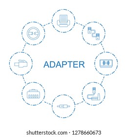 adapter icons. Trendy 8 adapter icons. Contain icons such as phone connection cable, plug in power socket, cable, phone cable. adapter icon for web and mobile.