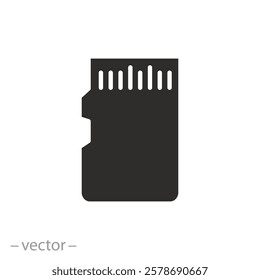 adapter for laptop, micro sd card icon, memory card, reader device, flat vector illustration