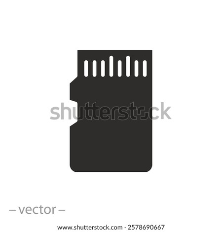 adapter for laptop, micro sd card icon, memory card, reader device, flat vector illustration