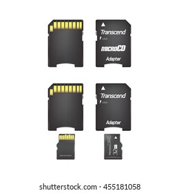 Adapter and Memory card isolated on white background. Vector illustration.