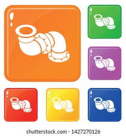 Adapter pipe icons set collection vector 6 color isolated on white background