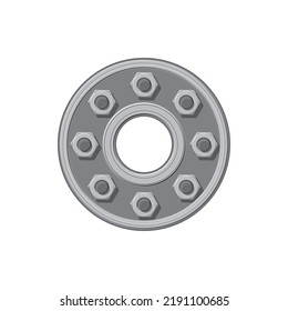 Adapter sleeve component, locating bearings with tapered bore in cylindrical seating isolated realistic icon. Vector smooth or stepped shafts, wheel nuts and round disk, car spare part vehicle detail