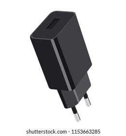 Adapter for USB, charging, cords, cables. Adapter for socket, for charging the phone. Modern vector flat design image isolated on white background