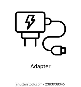 Ilustración de diseño del contorno vectorial del adaptador. Símbolo del archivo EPS 10 de fondo blanco