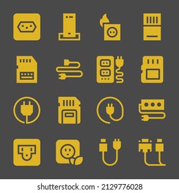 adapter web icons. Socket and Charger, Memory card and Memory card symbol, vector signs