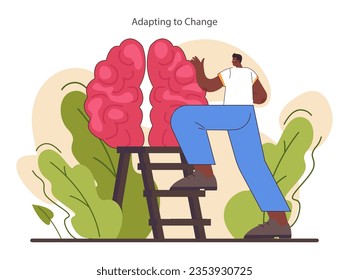 Adapting to change. Open-mindedness. The ability to accept new ideas and concepts. Psychological quality, willingness to listen and understand different points of view. Flat vector illustration