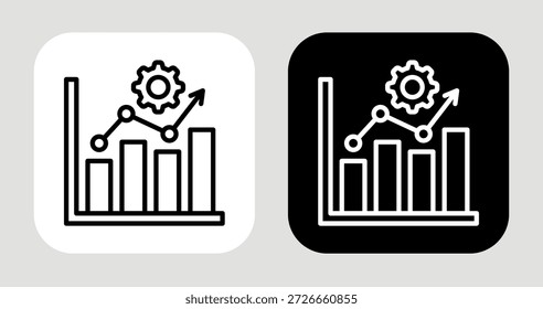 Icono de gráfico adaptativo en estilo de línea en blanco y negro
