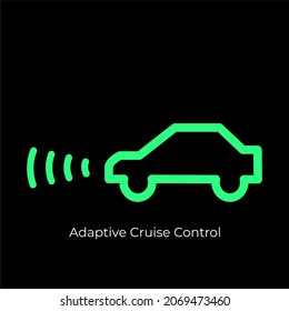 Símbolo del icono de control de la velocidad de crucero adaptable Símbolo del vector de tablero de coche