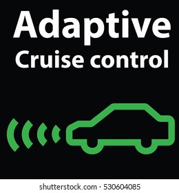 Adaptive cruise control warning dashboard light-icon. Car image illustration