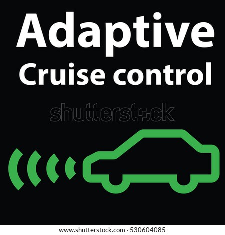 Adaptive cruise control warning dashboard light-icon. Car image illustration