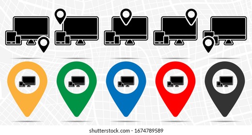 Adaptable, icono de diseño en el conjunto de ubicaciones. Glifo simple, elemento de ilustración plana elemento de desarrollo de diseño web iconos de tema