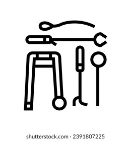 Adaptive Equipment Berufstherapeut Linie Symbol Vektorgrafik. Kennzeichen für adaptive Geräte für Berufstherapeuten. isoliertes Kontursymbol