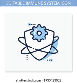 Adaptive immunity line icon. Acquired immune system. Immunology concept. Body defence system. Health, immunity, disease prevention. Isolated vector illustration. Editable stroke