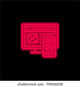 Adaptive Layout red glowing neon ui ux icon. Glowing sign logo vector