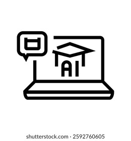 Adaptive learning black line icon