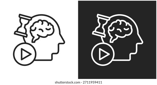 Adaptive Learning Icon In Black And White Line Style